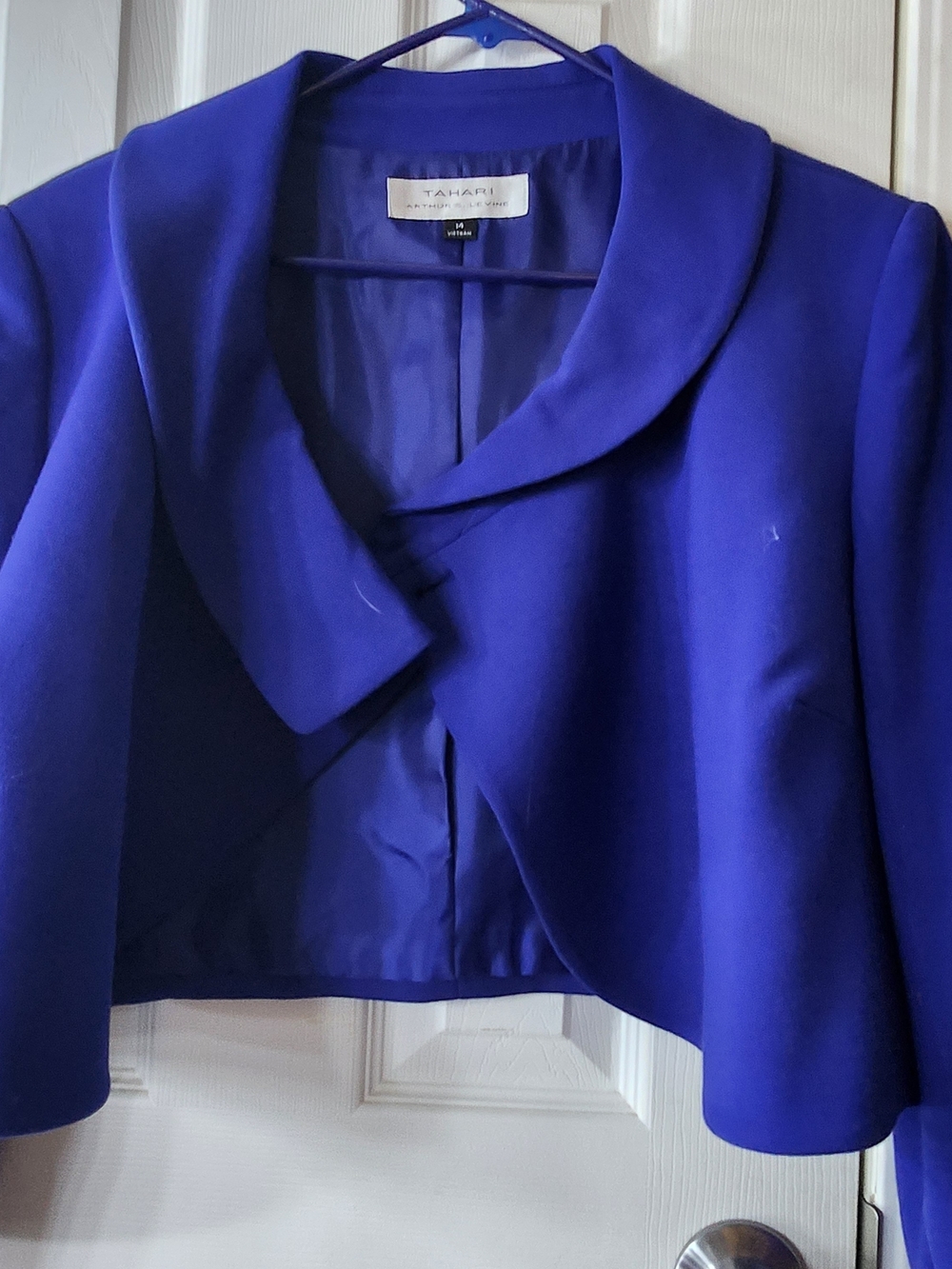 Tahari ASL Royal Blue Cropped Blazer